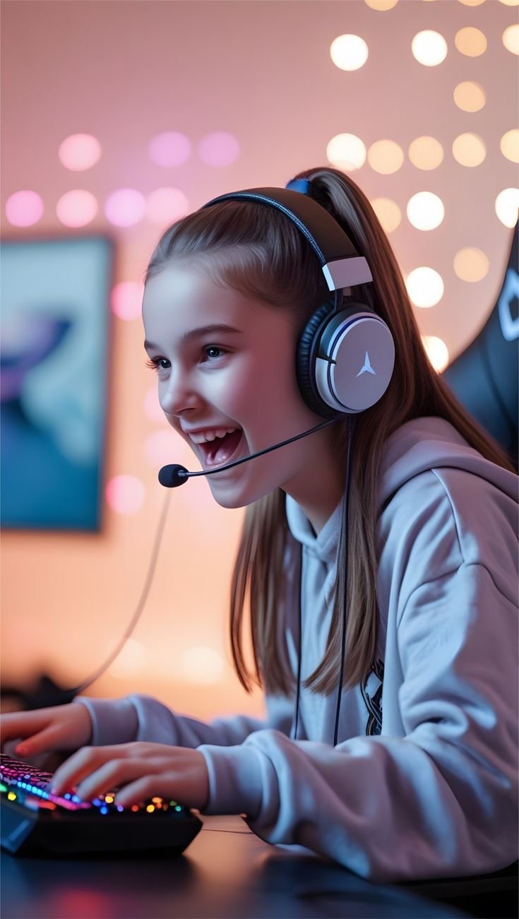 Child learning with headphones